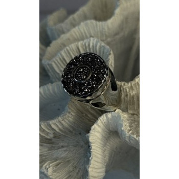 Michael Dawkins Starry Night 925 Sterling Silver Black Druzy Quartz Ring Size 9