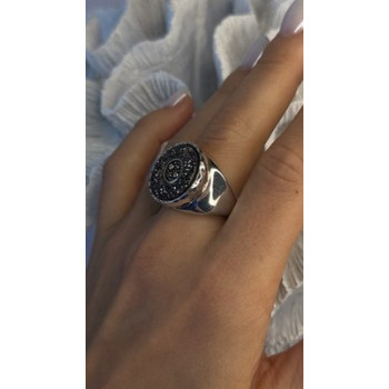 Michael Dawkins Starry Night 925 Sterling Silver Black Druzy Quartz Ring Size 9