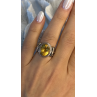 Vintage 925 Sterling Silver & 14K Yellow Gold Part Yellow Citrine Ring Size 6
