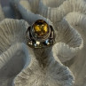 Vintage 925 Sterling Silver & 14K Yellow Gold Part Yellow Citrine Ring Size 6