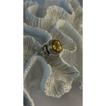 Vintage 925 Sterling Silver & 14K Yellow Gold Part Yellow Citrine Ring Size 6