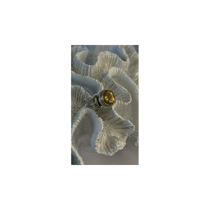 Vintage 925 Sterling Silver & 14K Yellow Gold Part Yellow Citrine Ring Size 6
