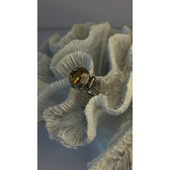 Vintage 925 Sterling Silver & 14K Yellow Gold Part Yellow Citrine Ring Size 6