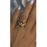 Vintage 925 Sterling Silver & 14K Yellow Gold Part Yellow Citrine Ring Size 6
