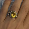 Vintage 925 Sterling Silver & 14K Yellow Gold Part Yellow Citrine Ring Size 6