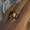 Vintage 925 Sterling Silver & 14K Yellow Gold Part Yellow Citrine Ring Size 6