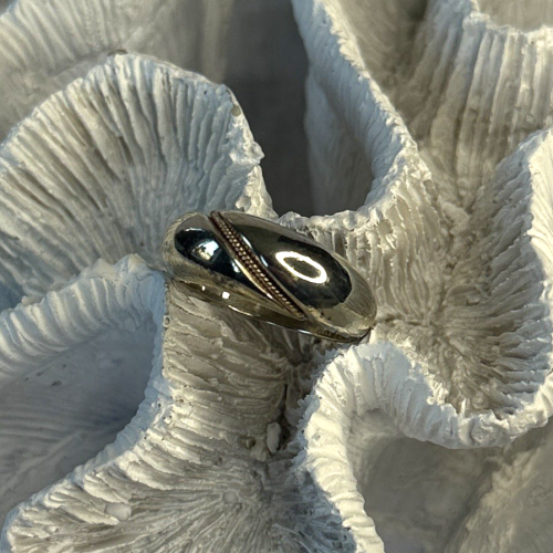 Vintage 925 Sterling Silver & 10K yellow Gold Rope Twist Ring Size 8.5