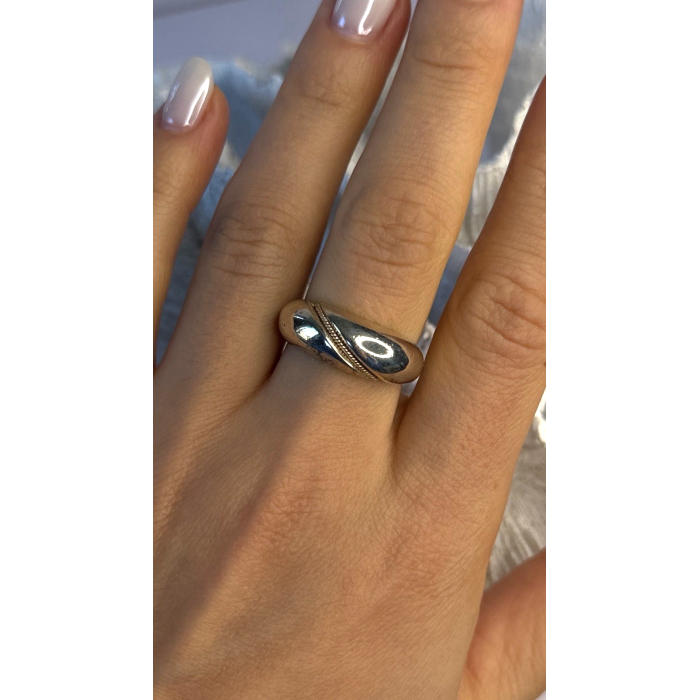 Vintage 925 Sterling Silver & 10K yellow Gold Rope Twist Ring Size 8.5