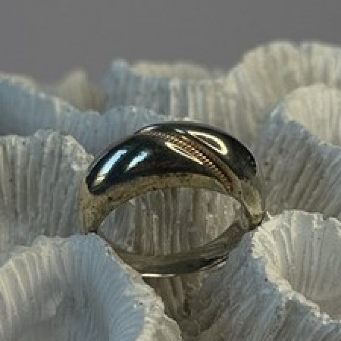 Vintage 925 Sterling Silver & 10K yellow Gold Rope Twist Ring Size 8.5