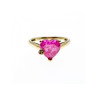10K YELLOW GOLD PINK TOPAZ & DIAMOND HEART RING SIZE 8