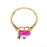 10K Yellow Gold Pink Topaz & Diamond Heart Ring Size 8