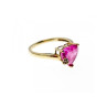 10K YELLOW GOLD PINK TOPAZ & DIAMOND HEART RING SIZE 8