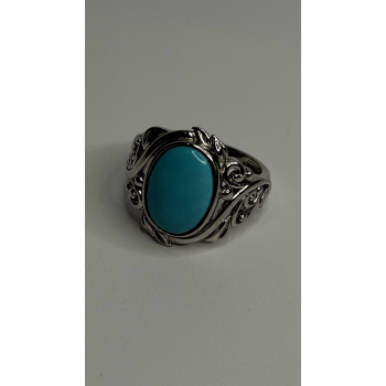 DK 925 Sterling Silver Blue Turquoise Ring Size 8