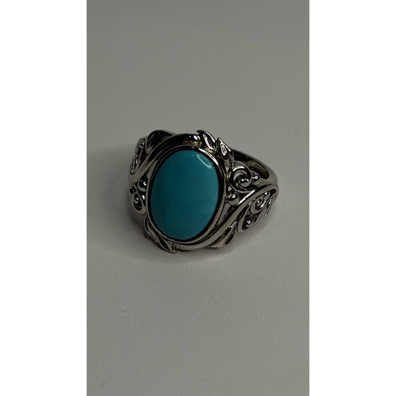 DK 925 Sterling Silver Blue Turquoise Ring Size 8