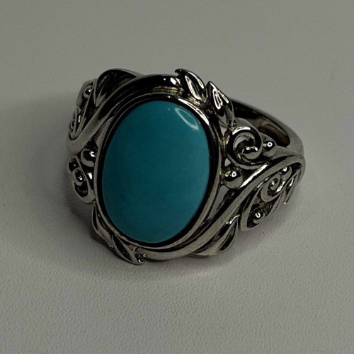 DK 925 Sterling Silver Blue Turquoise Ring Size 8