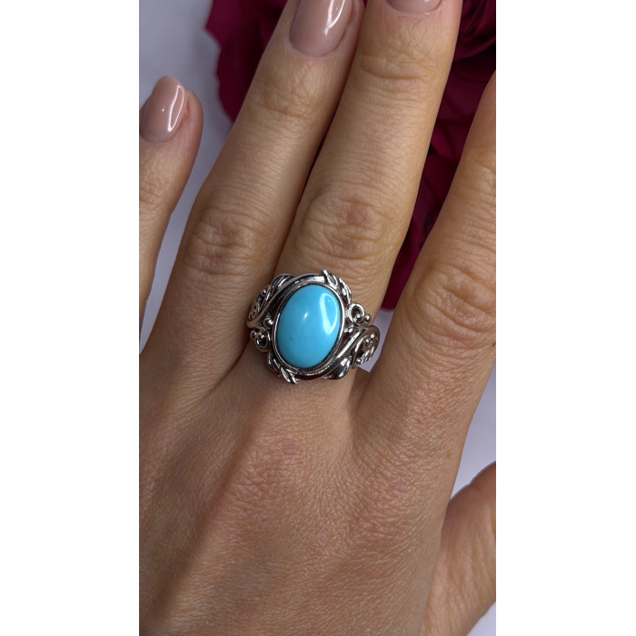 DK 925 Sterling Silver Blue Turquoise Ring Size 8
