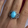 DK 925 Sterling Silver Blue Turquoise Ring Size 8