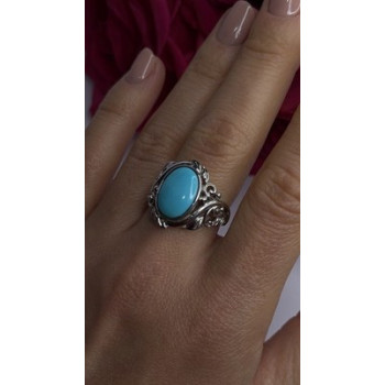 DK 925 Sterling Silver Blue Turquoise Ring Size 8