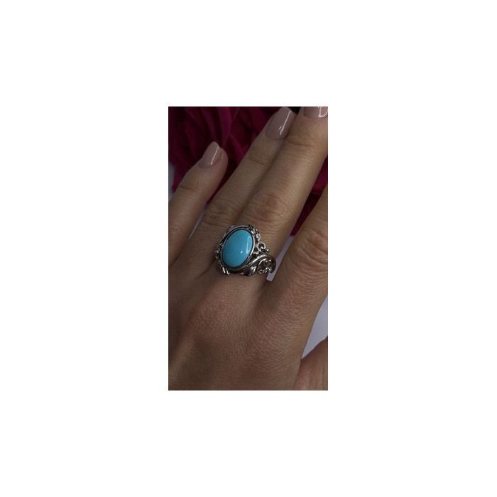 DK 925 Sterling Silver Blue Turquoise Ring Size 8
