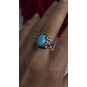 DK 925 Sterling Silver Blue Turquoise Ring Size 8