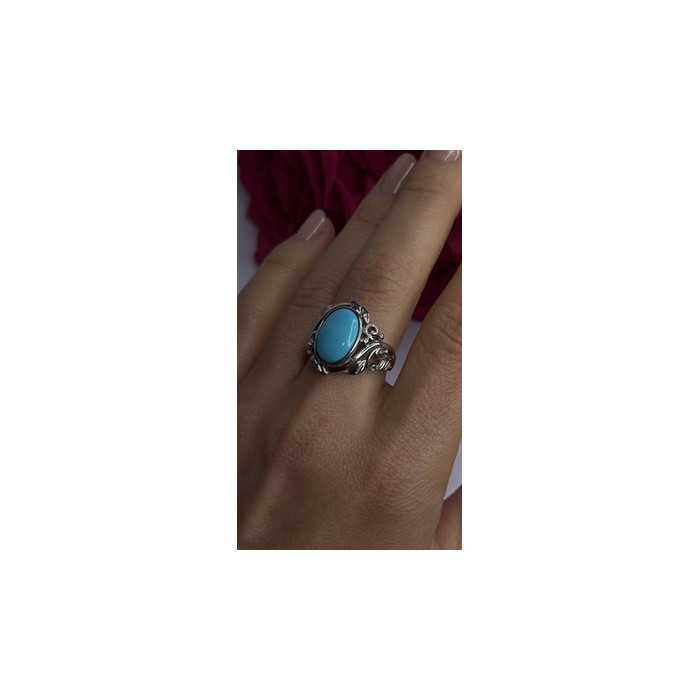 DK 925 Sterling Silver Blue Turquoise Ring Size 8