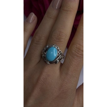 DK 925 Sterling Silver Blue Turquoise Ring Size 8