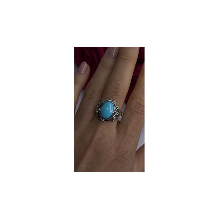 DK 925 Sterling Silver Blue Turquoise Ring Size 8