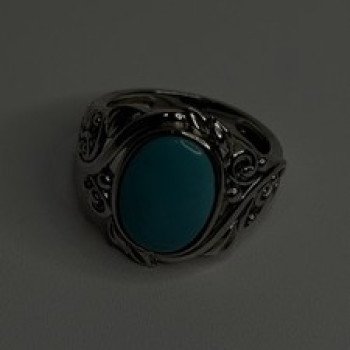 DK 925 Sterling Silver Blue Turquoise Ring Size 8