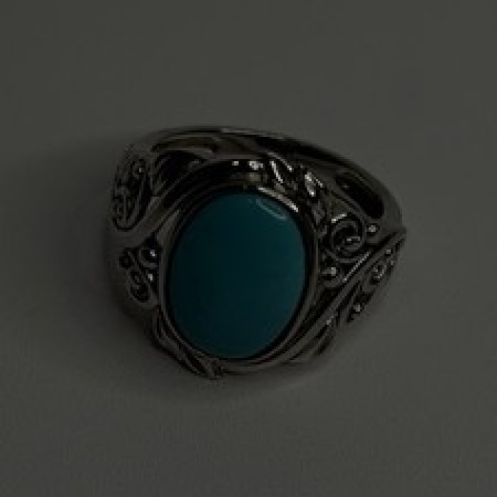 DK 925 Sterling Silver Blue Turquoise Ring Size 8