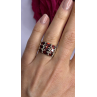925 Sterling Silver Red Shiny Garnet Ring Size 6