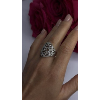 Elegant 925 Sterling Silver Diamonds Ring Size 9