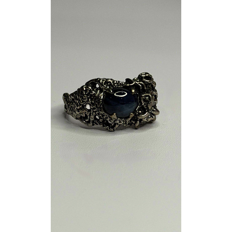 Handcrafted 925 Sterling Silver Blue Pietersite Stone Ring Size 9