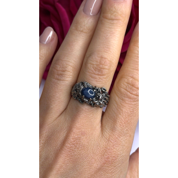 Handcrafted 925 Sterling Silver Blue Pietersite Stone Ring Size 9
