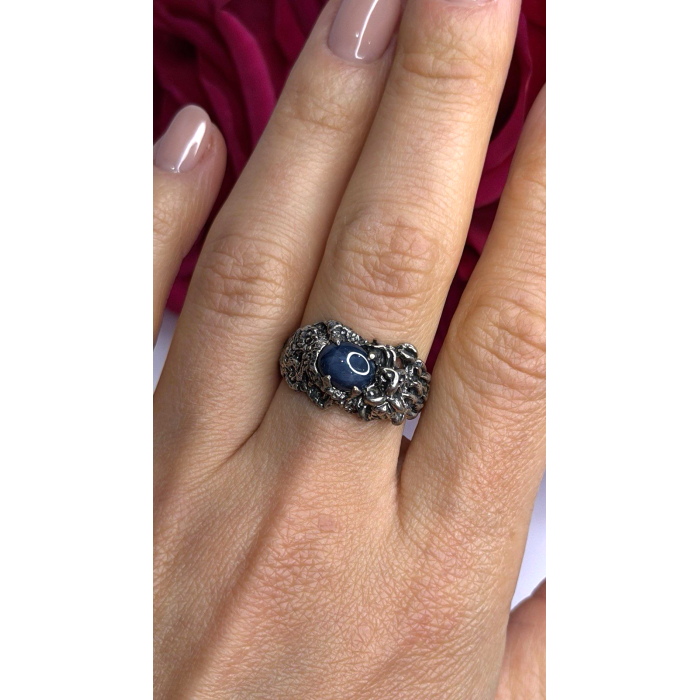 Handcrafted 925 Sterling Silver Blue Pietersite Stone Ring Size 9