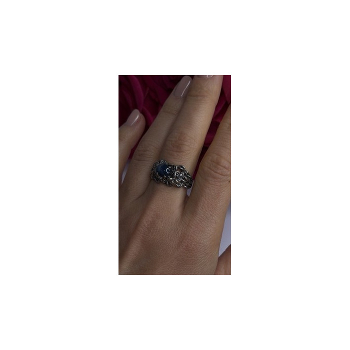 Handcrafted 925 Sterling Silver Blue Pietersite Stone Ring Size 9