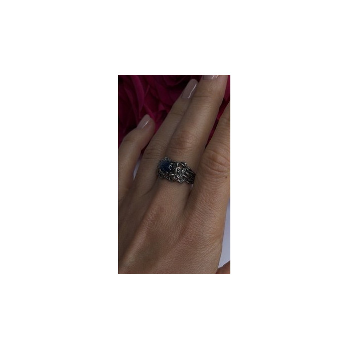 Handcrafted 925 Sterling Silver Blue Pietersite Stone Ring Size 9