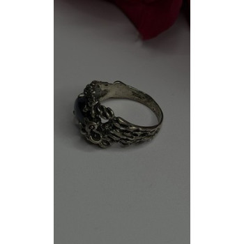 Handcrafted 925 Sterling Silver Blue Pietersite Stone Ring Size 9