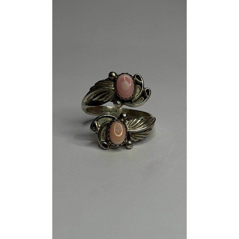 Navajo 925 Sterling Silver Pink Abalone Ring Size 8