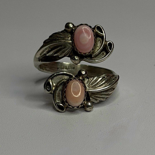 Navajo 925 Sterling Silver Pink Abalone Ring Size 8