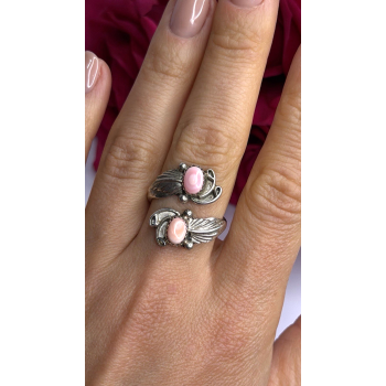 Navajo 925 Sterling Silver Pink Abalone Ring Size 8