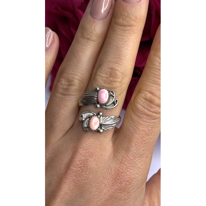 Navajo 925 Sterling Silver Pink Abalone Ring Size 8