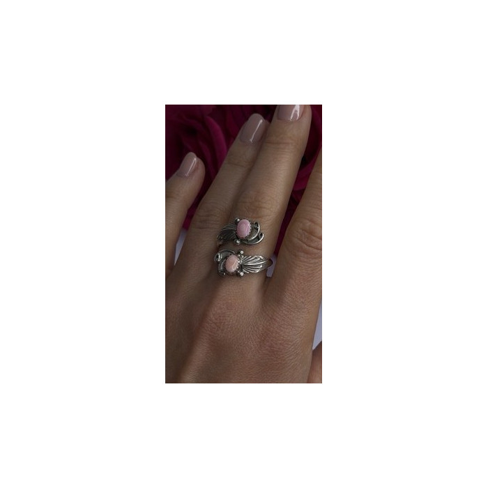 Navajo 925 Sterling Silver Pink Abalone Ring Size 8