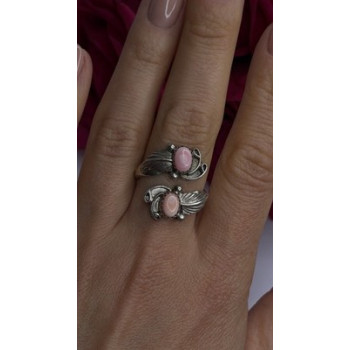 Navajo 925 Sterling Silver Pink Abalone Ring Size 8