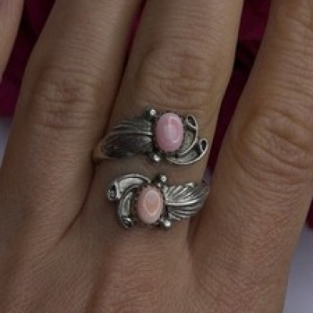 Navajo 925 Sterling Silver Pink Abalone Ring Size 8