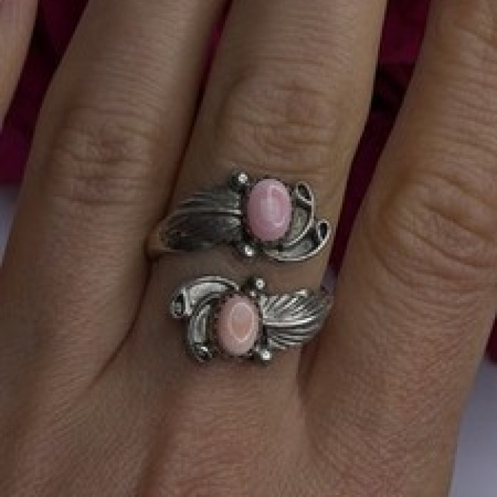 Navajo 925 Sterling Silver Pink Abalone Ring Size 8
