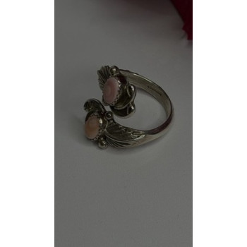 Navajo 925 Sterling Silver Pink Abalone Ring Size 8