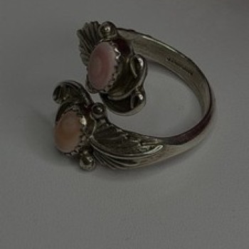 Navajo 925 Sterling Silver Pink Abalone Ring Size 8