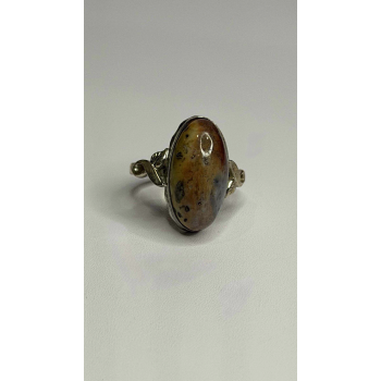 Vintage 925 Sterling Silver Moss Agate Ring Size 4.5