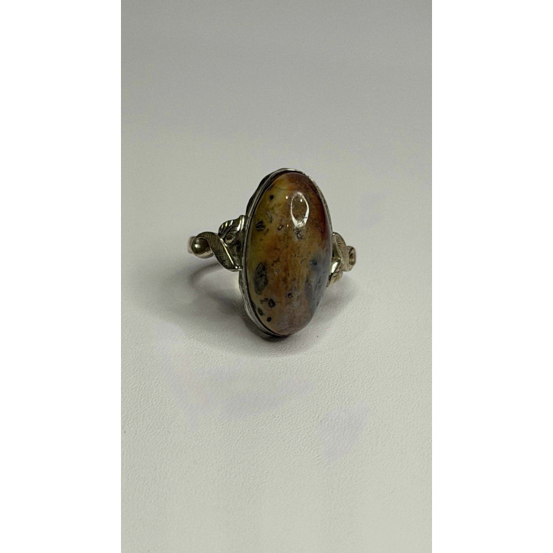Vintage 925 Sterling Silver Moss Agate Ring Size 4.5