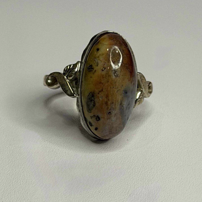 Vintage 925 Sterling Silver Moss Agate Ring Size 4.5